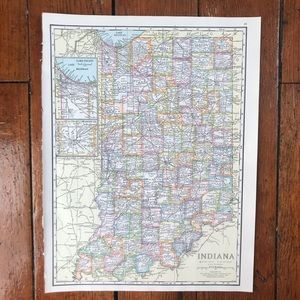 Vintage 1941 Map: Indiana/Iowa